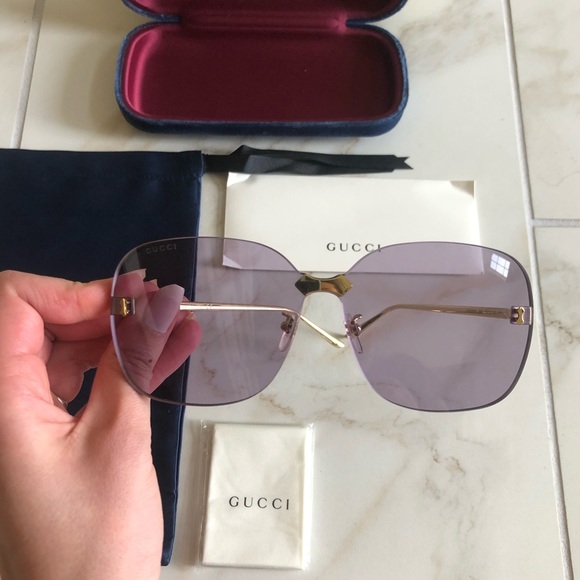 🔥NEW LUXURY GUCCI VIOLET RIMLESS SUNGLASSES🔥 - Picture 11 of 16